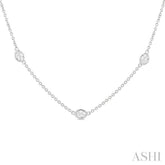 1 1/2 Ctw Bezel Set Oval Cut Diamond Station Necklace in 14K White Gold